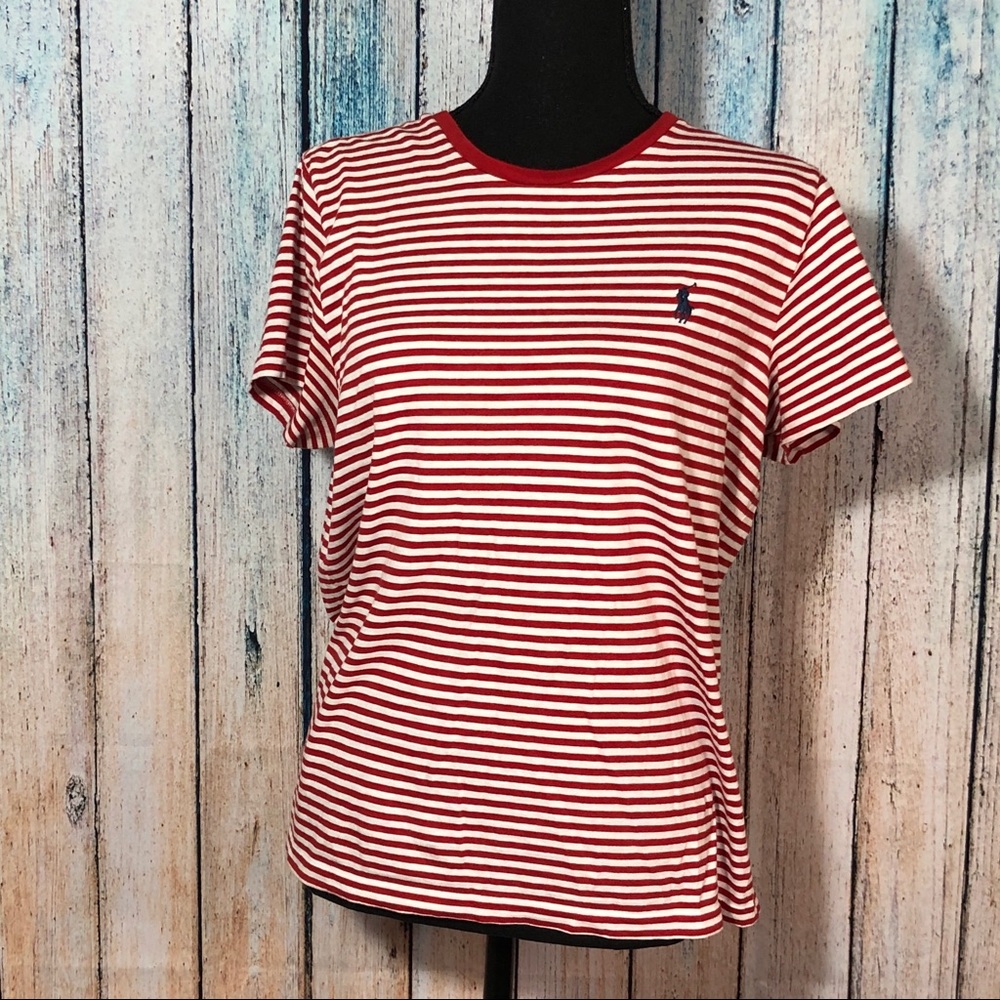 POLO Ralph Lauren red striped 100% cotton tee